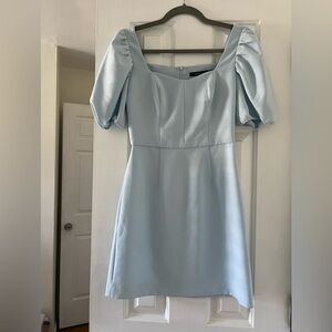 French Connection Light Blue Mini Dress with Puff Sleeves - size 0